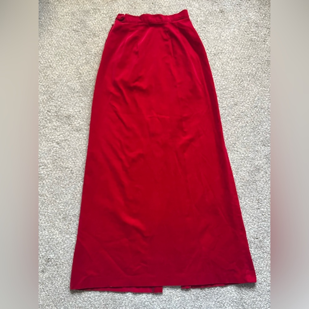 Vintage Red Velvet-like Maxi Skirt (says 10, but waist is more 0/1)